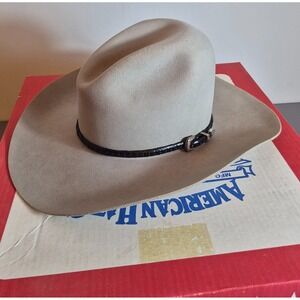 American Hat Co. Mens Maxi-Felt Western Cowboy Hat Gray Leather Size 7 with Box